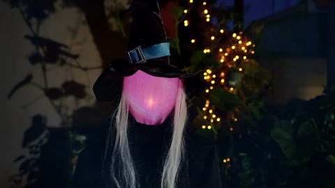 3 Pack Halloween Witches Outdoor Decor -5.3FT Lighted Witches Garden Stake, Screaming Witches with Multi-Color LEDs Glowing Face, Halloween Decorations for Home Outside Yard Lawn Garden