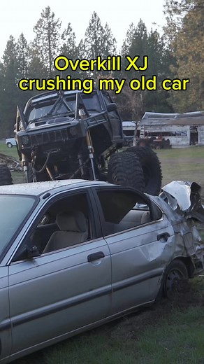 Overkill XJ Crushing my old car #jeep #jeeplife #liftedjeep #jeepboys #jeepforever #jeepbuild #jeepxj #jeepxj97 #fyp #jeepforever #liftedjeep #diesel #dieseljeep #liftedtruck #monstertruck #monsterjeep #garage #fuel #60diesel #overkillxj #startup #coldstart #garage #carcrush #crushingcars | Overkill Kulture