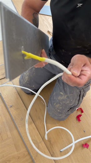 What happens when a cable blocks your herringbone floor? Watch this! #shorts