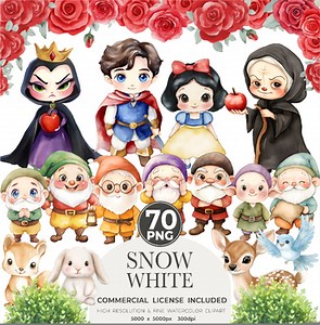 Fairy Tale Princess Clipart – Snow White & The Seven Dwarfs