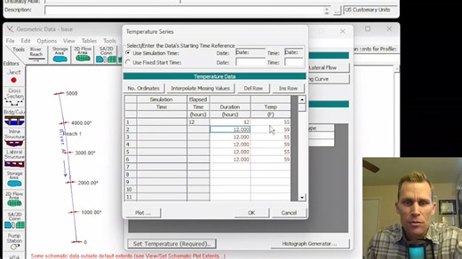 HEC RAS Lesson 51 - Quasi-Unsteady Flow Temperature Data and Histograph Generato