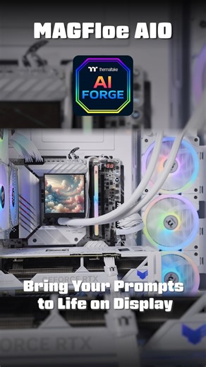 MAGFloe x AI Forge | Creativity Meets Cooling ⚙️ Discover how AI Forge brings personalized customization to the MAGFloe AIO, transforming your LCD display into a canvas of intelligent design and performance. ⭐️ Learn more: https://reurl.cc/Y3AGeD #Thermaltake #MAGFloe #AIForge #AIO #AIBackgrounds #LCDCustomization #CustomDisplay #SquareLCD #TTRGBPLUS3 #TechArt #Cooling #LiquidCooling #PCBuild | Thermaltake Technology Inc