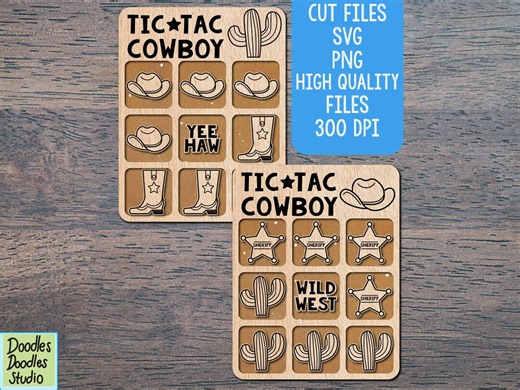 Cowboy Tic Tac Toe SVG Bundle, Laser Cut File (digital Download) - Etsy