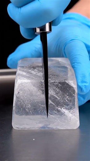 Cutting a glacier glass bar with surreal precision #ai #asmr #abstract