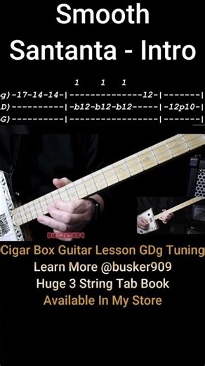 Santana - Smooth - Intro (No Chat Cigar Box Guitar Lesson With Tab) #shorts