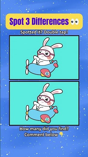 Spot 3 Differences: Cute Cartoon Rabbit! 🐇🔍