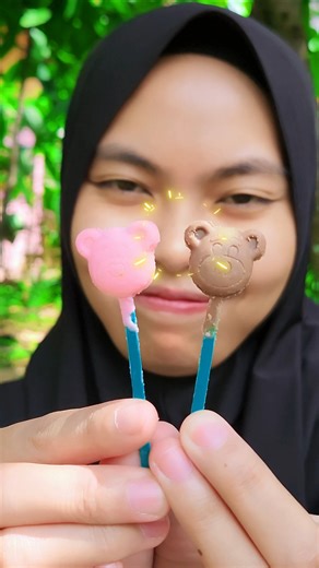 Makan permen Unik Permen Loli Pink Coklat 🟤🟣