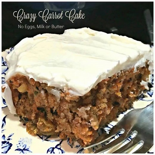 CRAZY CARROT CAKE - Also known as Wacky Cake & Depression Cake - No Eggs, Milk or Butter! Super moist and delicious. Go-to recipe for egg/dairy allergies. It's darn good cake! RECIPE--> http://www.sweetlittlebluebird.com/2015/10/crazy-carrot-cake-no-eggs-milk-or-butter.html | Sweet Little Bluebird