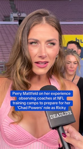 Deadline on Instagram: "Perry Mattfeld on her experience observing coaches at NFL training camps to prepare for her #ChadPowers role as Ricky, the assistant coach of the South Georgia Catfish’s football team"