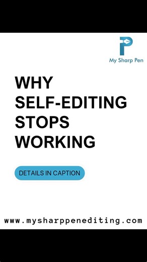 My Sharp Pen Editing Services on Instagram: "𝗪𝗵𝘆 𝗦𝗲𝗹𝗳-𝗘𝗱𝗶𝘁𝗶𝗻𝗴 𝗦𝘁𝗼𝗽𝘀 𝗪𝗼𝗿𝗸𝗶𝗻𝗴 Self-editing stops working the moment familiarity kicks in. When you have read the same text too many times, your brain fills in gaps automatically. What feels clear to you may no longer be clear on the page. 𝗬𝗼𝘂 𝗰𝗮𝗻’𝘁 𝘀𝗲𝗲 𝘄𝗵𝗮𝘁 𝘆𝗼𝘂 𝗮𝗿𝗲 𝘂𝘀𝗲𝗱 𝘁𝗼. Your eyes stop noticing small problems once something feels familiar. You read what you meant to write, not what’s actually the