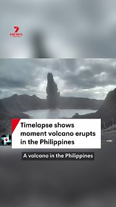 A timelapse has captured the moment the Taal volcano in the southern region of Philippines erupted. According to the Philippine Institute of Volcanology and Seismology, the volcano spewed ash and steam reaching up to 2km into the air. #volcano #eruption #timelapse #Philippines | 7NEWS Australia