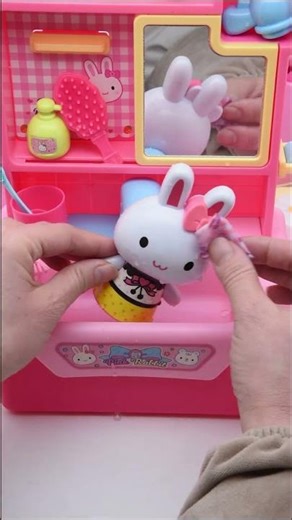 Tiny Bunny Washing Face! 🐰💦 So Cute!& Test Pink Rabbit Washstand Set ASMR #toys #unboxing