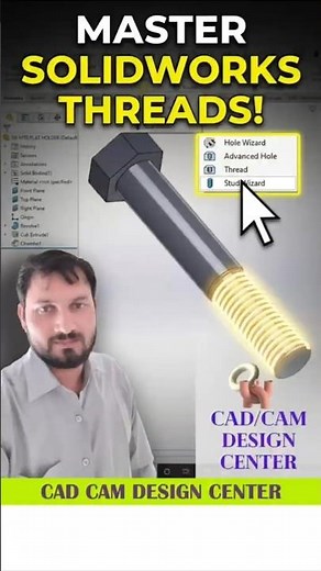 How to Make PERFECT 3D Threads (SolidWorks Hack) 🔩 #shorts #cad #solidworks
