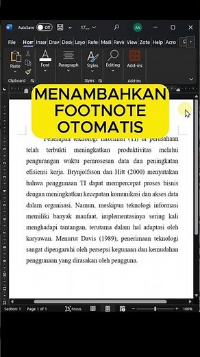 Tutorial Cara Buat Footnote/Catatan Kaki Otomatis di Word #tutorialguru #microsoftword #footnote