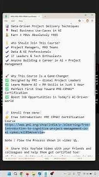 100% FREE PMI CPMAI Certification Course | Cognitive Project Management in AI Training #FREE #PMI