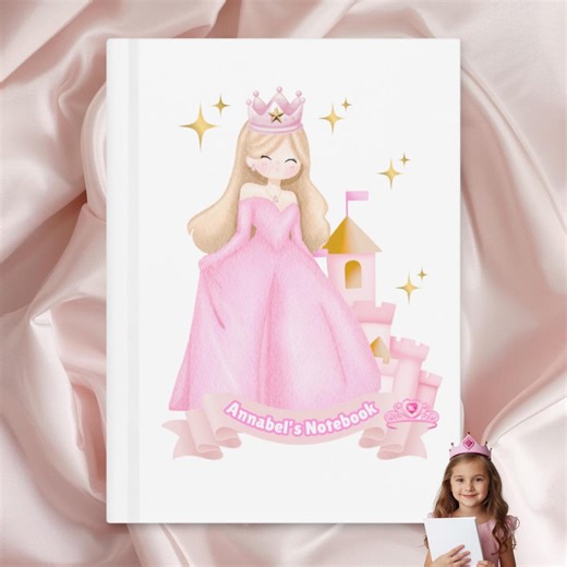 Personalised Princess Hardcover Notebook, Girls Lined Page Journal, Kids Custom Name A5 Diary, Child Fairy Tale Front Print Stationery Gift - Etsy UK