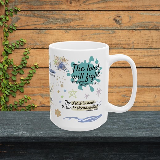 Christian Mug With Bible Verses, Colorful Faith Mug, Inspirational Scripture Cup, the Lord Will Fight for You, Christian Gift for Women - Etsy