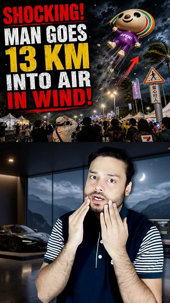 Man 'Flies Into AIR' For 13 Kilometers in WIND Due To SUPER STRONG SPEED #shorts