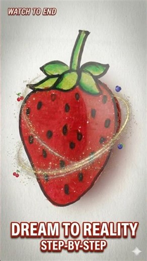 🎨How to Draw a Strawberry 🍓 | Easy Strawberry Drawing | Simple & Cute | #shorts ✏️