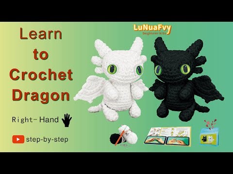 The Easiest BLACK DRAGON Crochet Kit for Beginners | Step-by-Step l Crochet Animal | Lu1568 Right