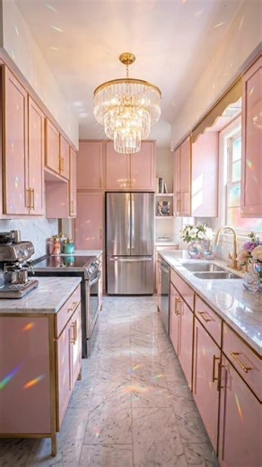 Dreamy Luxury Pink Kitchen Transformation | Rainbow Aesthetic Interior #viralreels #1000subscriber