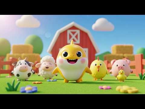 Baby Shark Visits Old MacDonald’s Farm Pond 🦈🌾 | Fun Farm Animals Nursery Rhyme for Kids