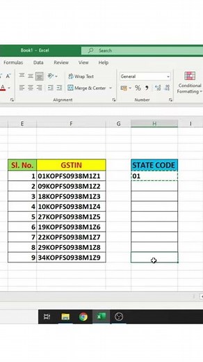 Extract State code from GST Number || How to extract state code from GSTIN in excel | #Shorts #short