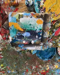 12x12 poppy painting heavy texture acrylic. To use Justin’s paint go to gaffreyartmaterial.com | Justin Gaffrey Gallery