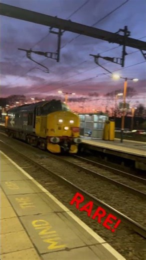 RARE RF blue class 37 37407 (Blackpool tower) passing bromsgrove at speed with a tone #train