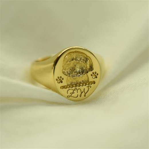 Custom Dog Signet Ring, Pet Memorial, Hand Etching Jewelry, Personalized Gift for Her - Etsy