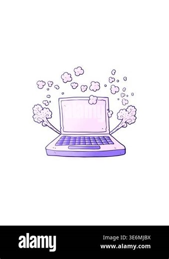 popping motion animation of freehand drawn cartoon laptop computer fault Stock Video Footage - Alamy