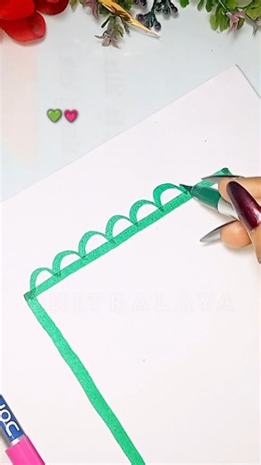 Border design for notebook pages 💚💗 // #drawingideas #borderdesign #drawingtutorials #schoolproject