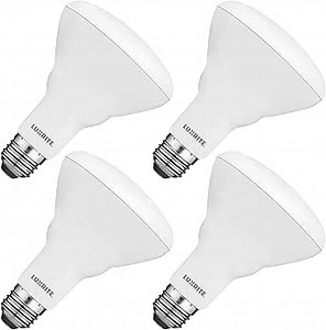 Luxrite 4-Pack BR30 LED Bulb, 65W Equivalent, 3500K Natural White, Dimmable, 650 Lumens, LED Flood Light Bulbs, 8.5W, Energy Star, E26 Medium Base, Damp Rated, Indoor/Outdoor - Living Room and Kitchen