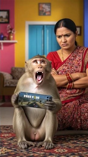 Monkey playing free fire 🔥 #viral #ai#xxxtentacion #funny #comedy #relaxationsounds #skateboardin