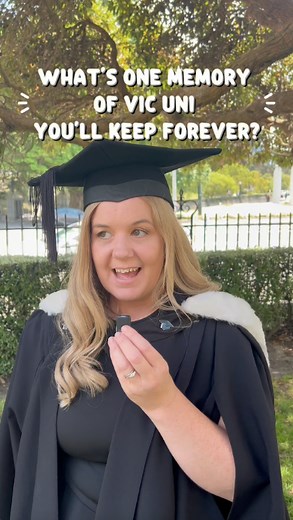 congrats to our newest grads!! we want to know, what's one memory of vic uni you'll keep forever? 💚 🎓