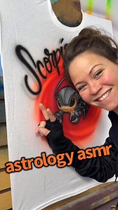 Happy birthday Scorpio! Have a baby scorpion for you today to celebrate this fierce zodiac…Some more ASMR airbrush for you to enjoy. Thank you! Stencil available in my shop, link in bio…#asmr #asmrairbrush #airbrush #script #calligraphy #graffiti #lettering #vintage #y2k #90sfashion #womenartists #customapparel #painting #surfnspraystencils #surfnspray #astrology #zodiac #scorpio #scorpioszn #scorpion | Jenn Gibson