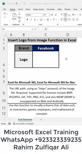 1.7M views · 36K reactions | Insert Logo from Image Function in Microsoft #Excel | =IMAGE(CONCAT("https://logo.clearbit.com/",C3,".com")) | Excel Basement | Facebook
