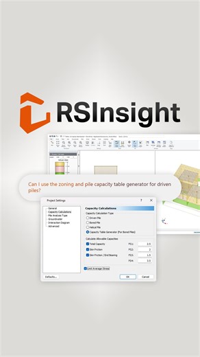 Rocscience on Instagram: "Not sure how to calculate capacity for driven piles in RSPile? 樂 With RSInsight, get instant AI-powered answers on pile types, capacity methods, and zoning tools—right when you need them. Download your free trial through the link in our bio. #Rocscience #RocTunnel3 #3DModeling #UndergroundDesign"