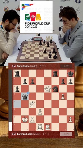 Watch the intense final moments as GM Samuel Sevian defeats GM Lorenzo Lodici in a sudden-death playoff to secure his spot in Round 5 of the FIDE World Cup 2025. #FIDEWorldCup2025 #chess #endgame | Bisakol Chess Vlog