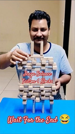 Only 4 Blocks?! Watch This Jenga Balance Trick! 😱 #shorts #jenga #balancechallenge