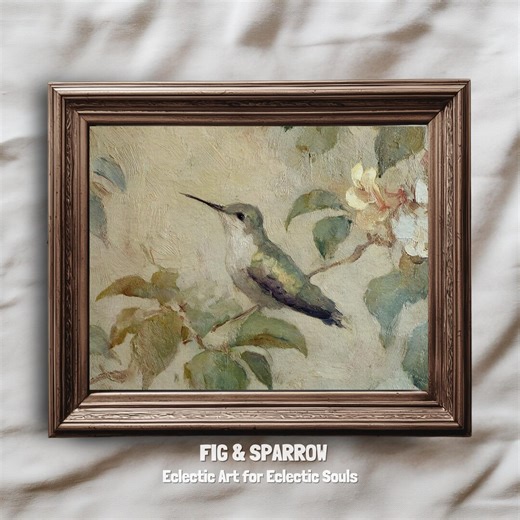 Vintage Hummingbird Art Print | Cottage Bird Painting (digital Download) - Etsy