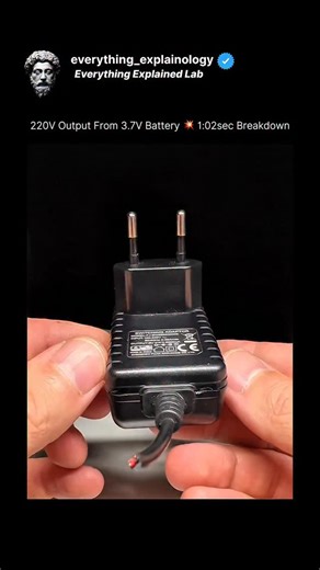 Everything Explained Lab on Instagram: "The post features a 1:02-second TikTok video demonstrating how a 220V output can be generated from a simple 3.7V battery using basic electronic components and circuit design. Originally shared on TikTok by romanci38, the clip highlights voltage boosting principles, transformer behavior, and power conversion at a compact scale. The experiment has already gained over 3.5 million views and crossed 200k total interactions, including likes, comments, shares, an