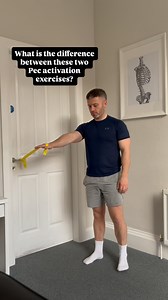 Can you spot the difference between these two exercises? There is a very subtle difference between both of these exercises ✅ 1️⃣ Pec Sternal Fibres 2️⃣ Pec Clavicular Fibres I will give these activation exercises out to clients for rehab when they fail these tests in clinic 🙌 Yesterday for example I had a client that had rear delt pain and it was due to weakness in the pec clavicular 👎 Rehab - release rear delt with tennis ball. Then exercise number 1 from above 👆 | Ruairi Lynch - Sports & In