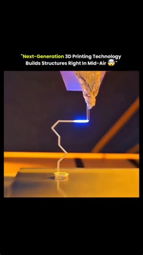 Mac Salt Tech& AI on Instagram: "Next-Generation 3D Printing Technology Builds Structures Right In Mid-Air✨ This video showcases a breakthrough in additive manufacturing where structures are printed without traditional supports or flat surfaces. Using advanced robotics, rapid-curing materials, and precise motion control, the printer deposits material directly into open space, allowing it to harden instantly and hold its shape. This mid-air printing method unlocks new possibilities for architectu