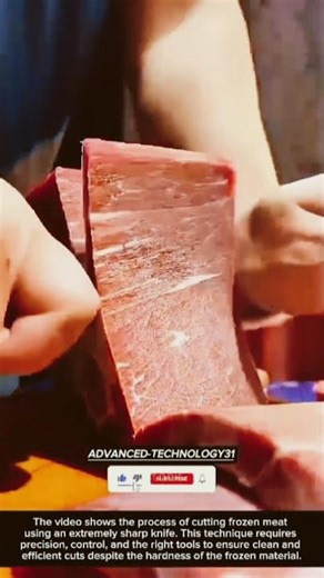 Precision Cutting of Frozen Meat Using an Ultra-Sharp Knife !! #innovation #tool #tools