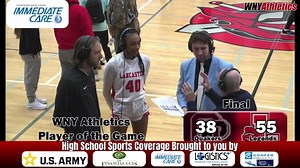 Coach Jayson Jaskier & Madison Francis of Lancaster Girls Basketball after their 54-38 win over Orchard Park Brought to you by US Army, WNY Immediate Care, Confer Plastics, The Financial Guys & Logistics Plus | WNY Athletics | Facebook