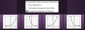 An exponential function has these characteristics:- The y-inte... | Filo