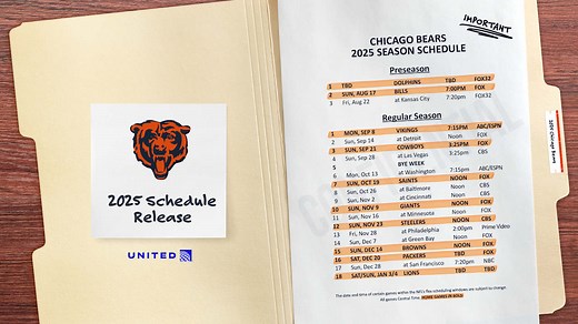 Chicago Bears 2025 schedule announced