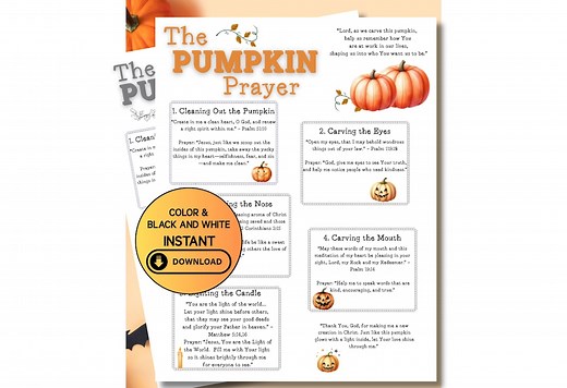 Pumpkin Prayer Printable for Kids, Pumpkin Carving Christian Activity, Christian Halloween Activity for Kids, Bonus Coloring Sheet - Etsy