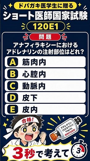 【医師国家試験】アドレナリンの正しい打ち方は？